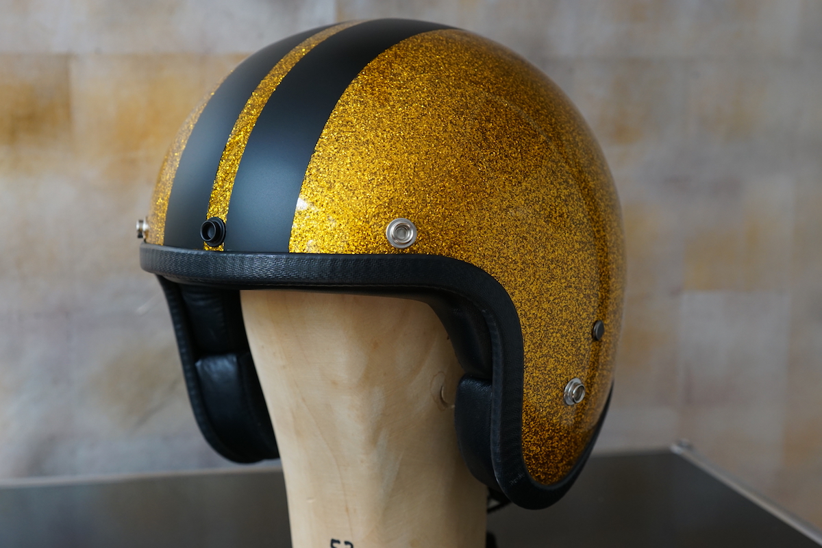 Motorradhelm glitter gold 70ger Klassiker & Co.