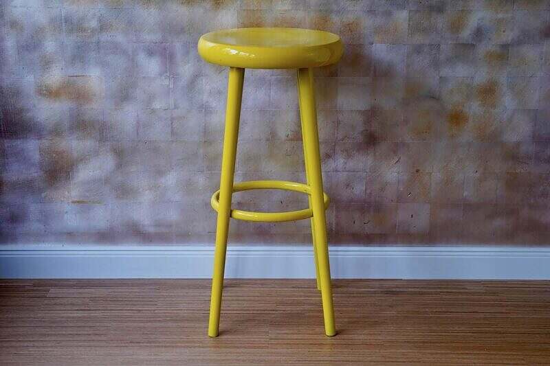 Barhocker Holz rund gelb