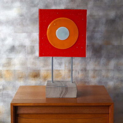 Tischlampe Glas 70ger rot orange