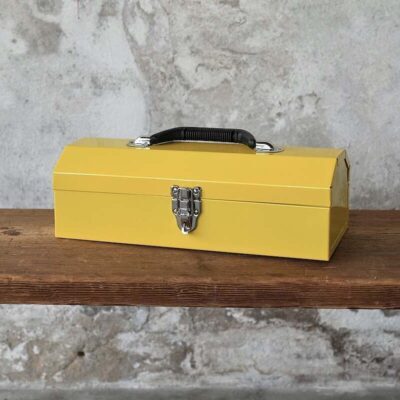 Werkzeugkiste Box Metall retro gelb